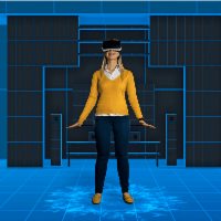 Woman with a VR headset on