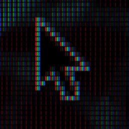 pixelated arrow curser on black background