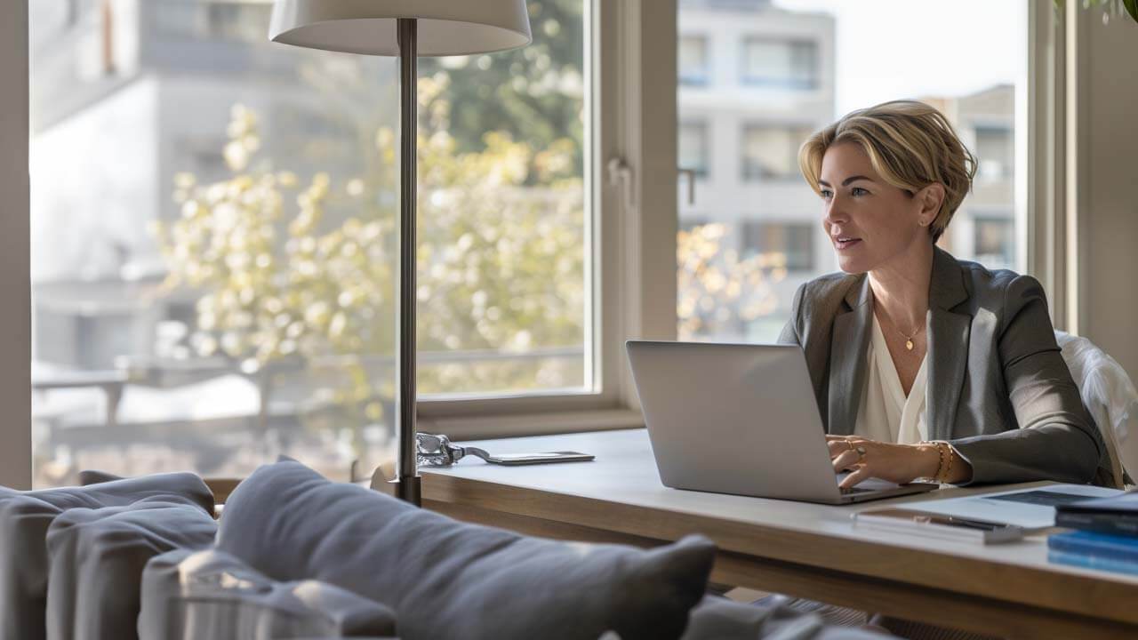 F12.Digital-Transformation.MS-Copiolet-Assessment.woman-home-office-laptop Woman working on her laptop at a modern home office