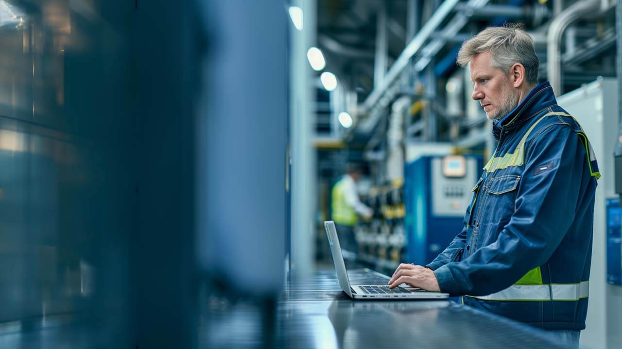 F12.On-Site-IT-Support.man-energy-laptop Man working on a laptop at an energy facility