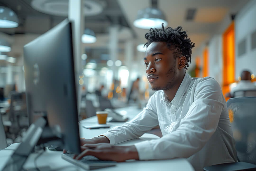 f12.products.f12-Secure-Assessment.man-computer Man working on a laptop at a home office