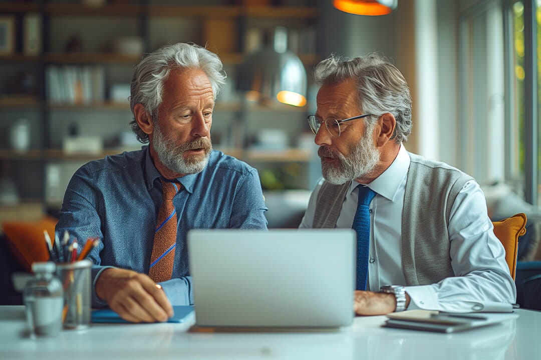 f12.products.f12-evolve.two-men-laptop Man working on a laptop at a home office