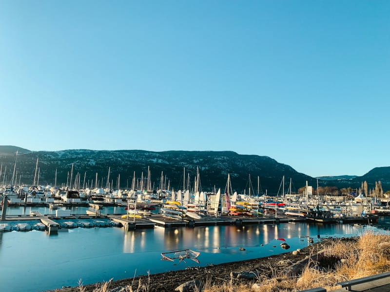 Woman walking down the street with a mobile device in Toronto, Canada